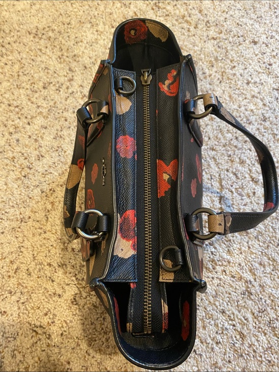 coach black and red backpack floral Coach Black Leather Tote with